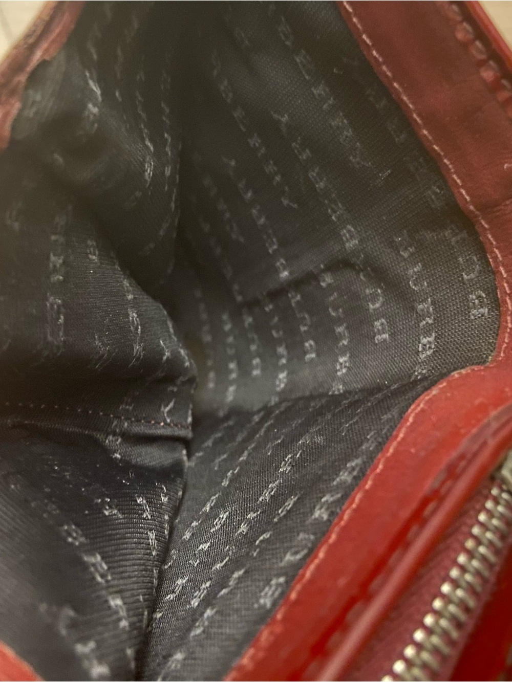 Burberry Classic Nova Check Pattern Compact Wallet Burgundy with Silver Metal. - Picture 12 of 13